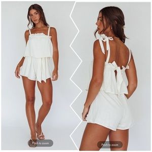 INDIKAH MINNOW TIED SHOULDER ROMPER WHITE